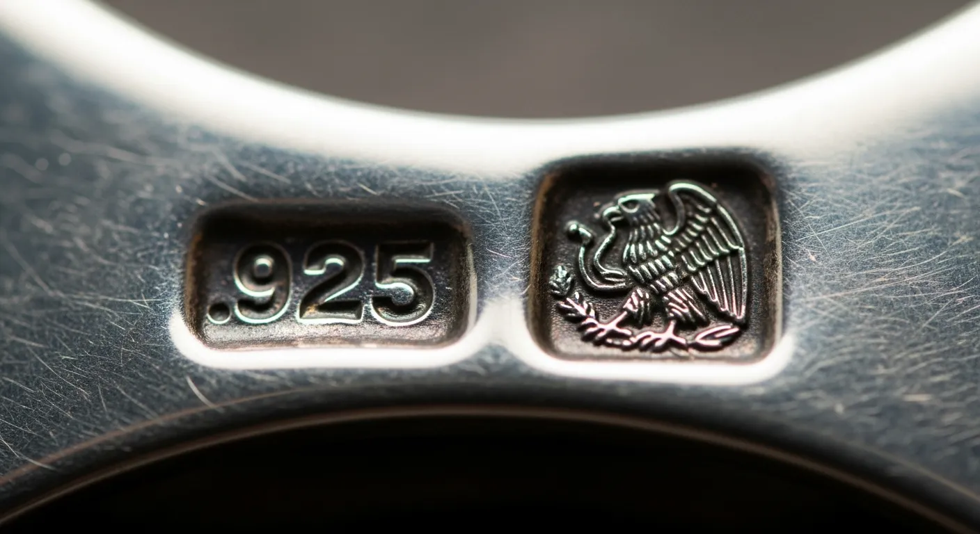 Handmade Mexican Artisan Jewelry Authentic Mexican sterling silver hallmarks showing .925 mark and eagle stamp for jewelry authentication risultato
