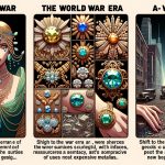 Vintage pieces reflecting wartime resource constraints and innovation