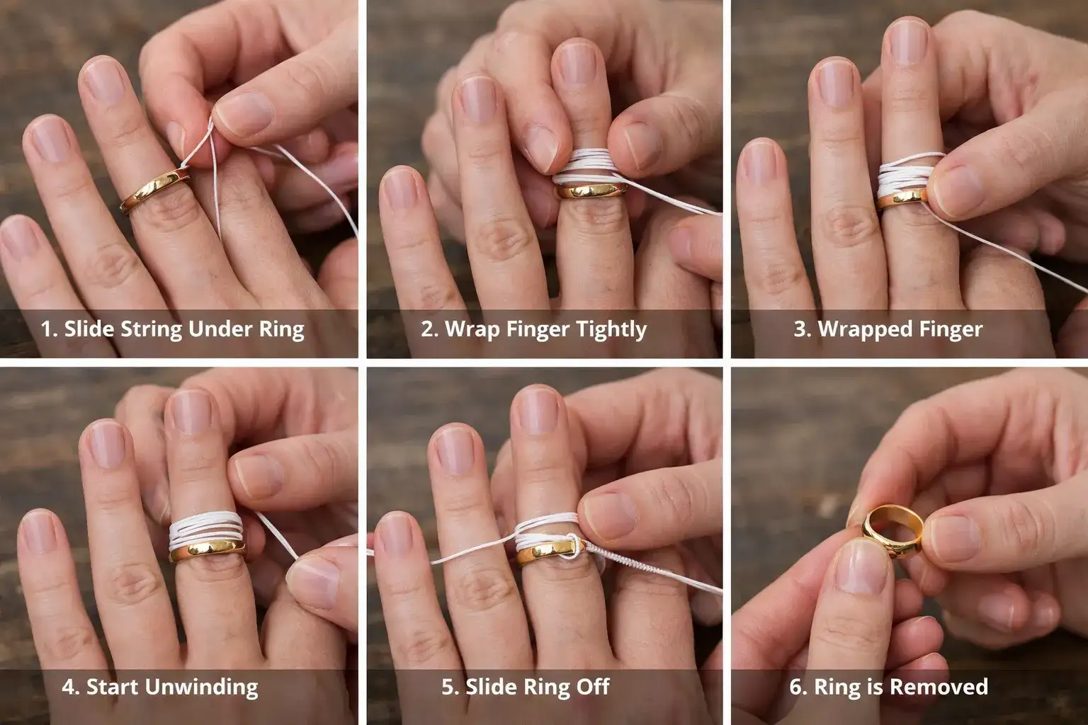 Can You Wear Gold Jewelry in an Mri Step by step guide for removing stuck wedding ring using dental floss technique before MRI_risultato
