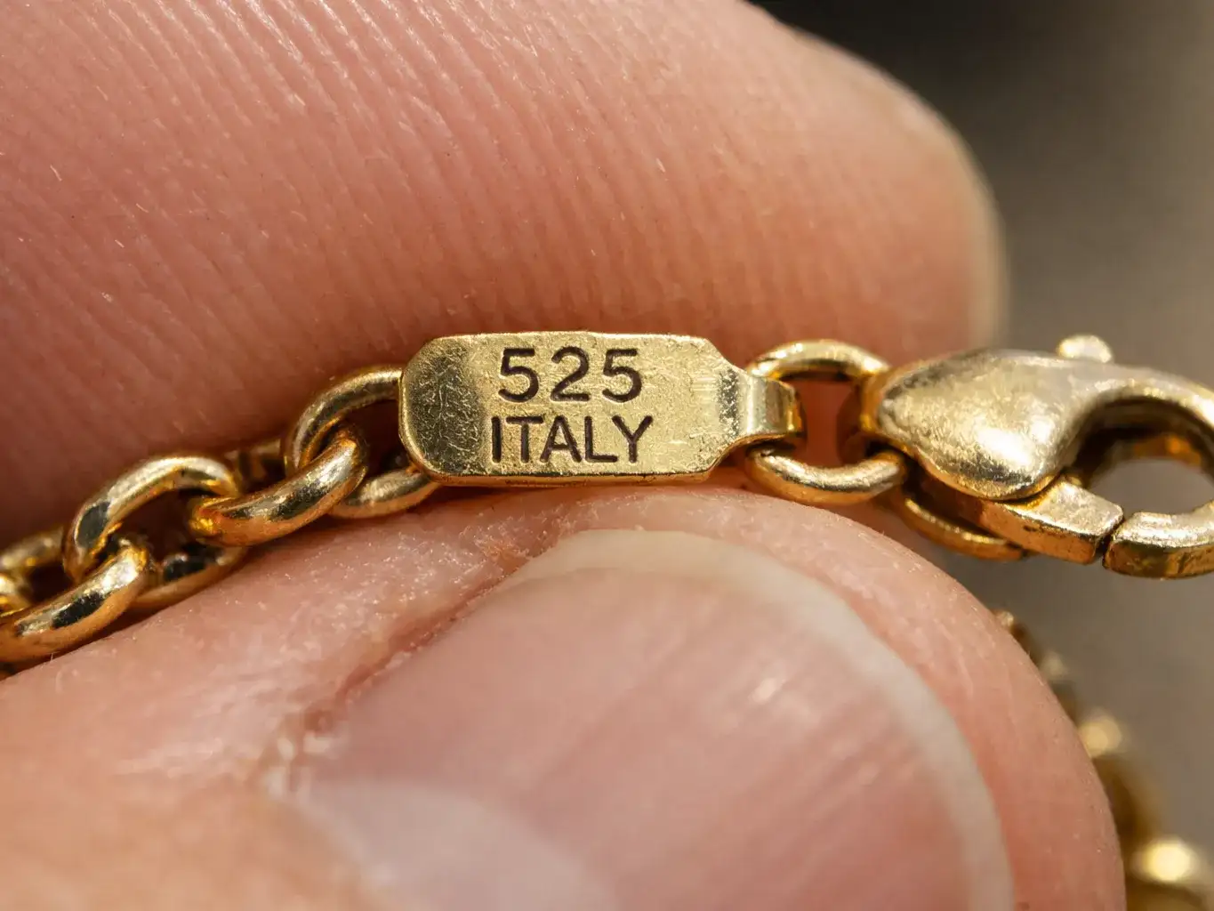 What Does 525 On Jewelry Mean Example of 525 Italy hallmark on Italian gold jewelry showing country of origin_risultato