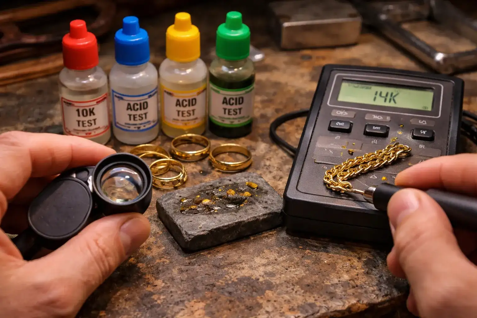 What Does 525 On Jewelry Mean Gold testing methods including loupe inspection, acid test, and electronic tester_risultato