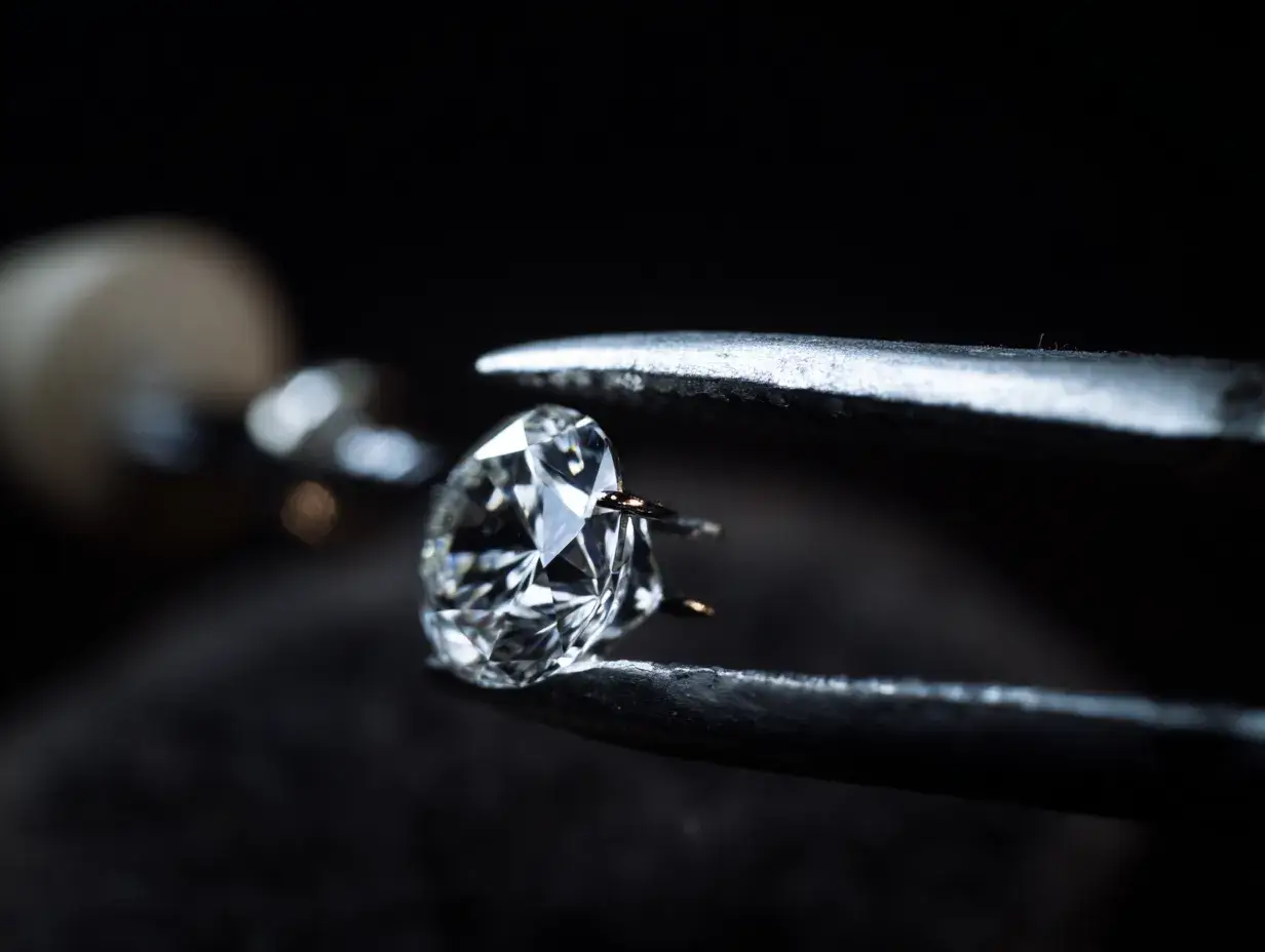 Professional jeweler setting diamond in prong setting during mass production_3_11zon