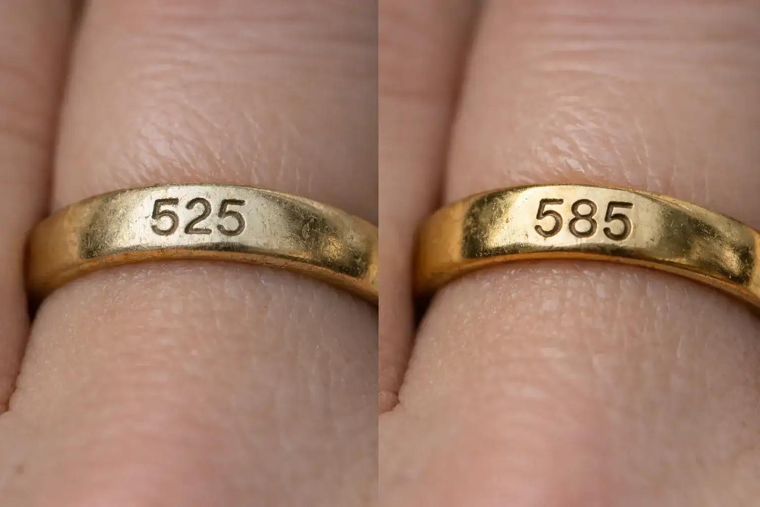 What Does 525 On Jewelry Mean Side-by-side comparison of 525 and 585 gold hallmarks highlighting the difference_risultato