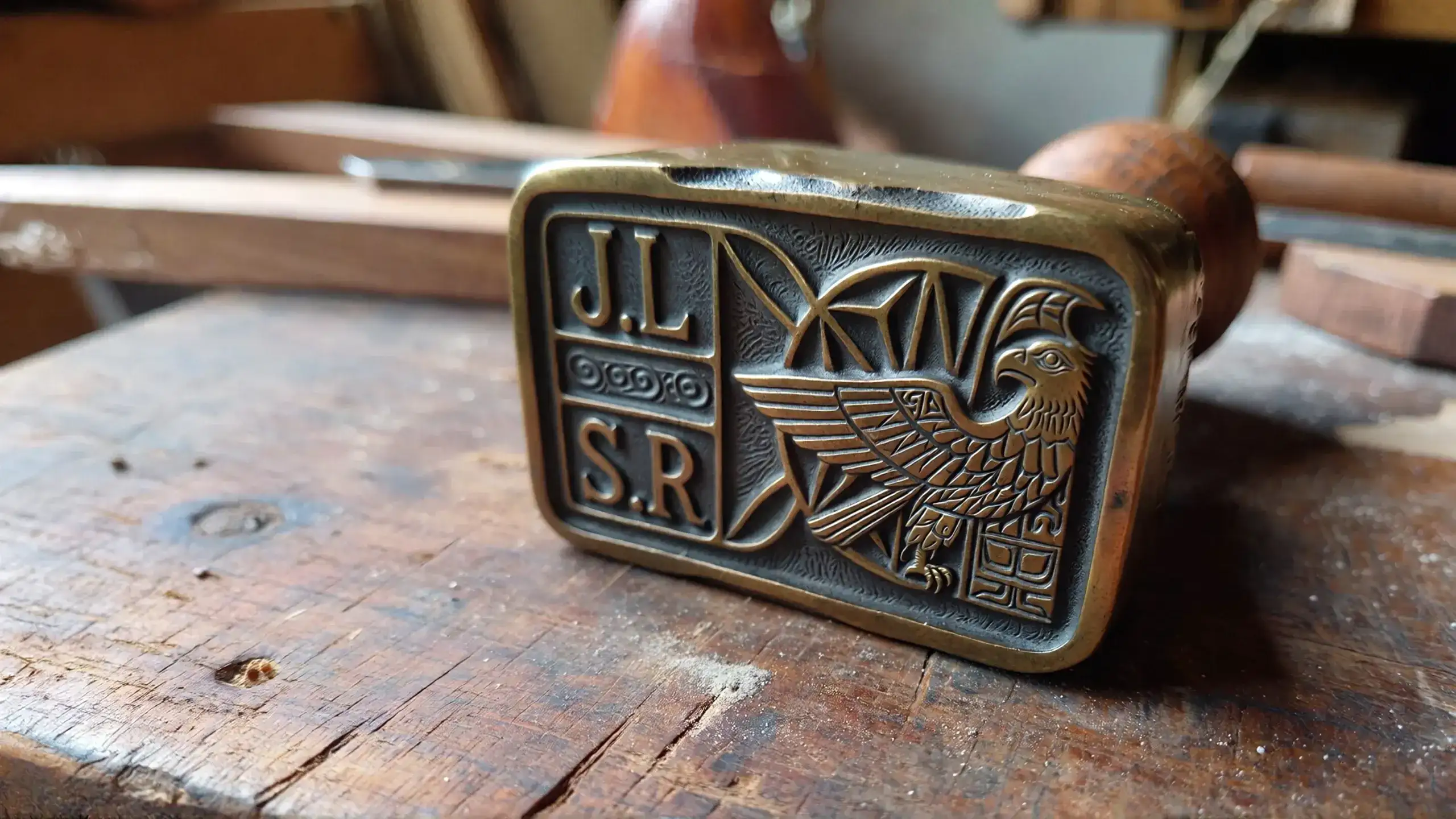Native American jewelry artist hallmark stamp showing initials and tribal symbol for authentication purposes_risultato