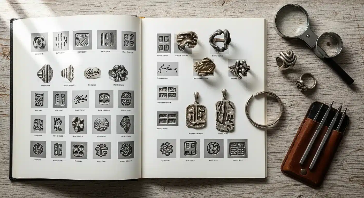 Reference guide to brutalist jewelry designer hallmarks and signatures for authentication_risultato